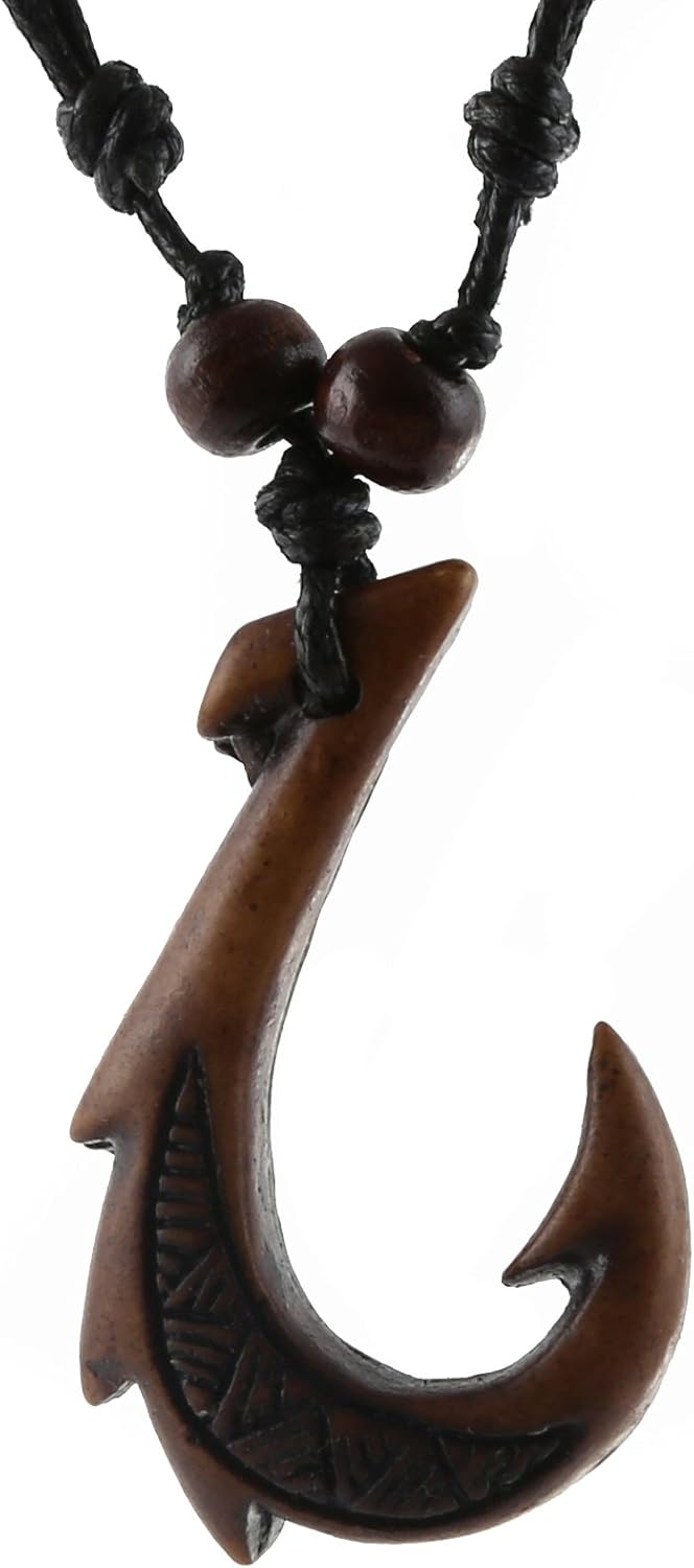 Hawaiian Fish Hook Pendant - Tribal Style