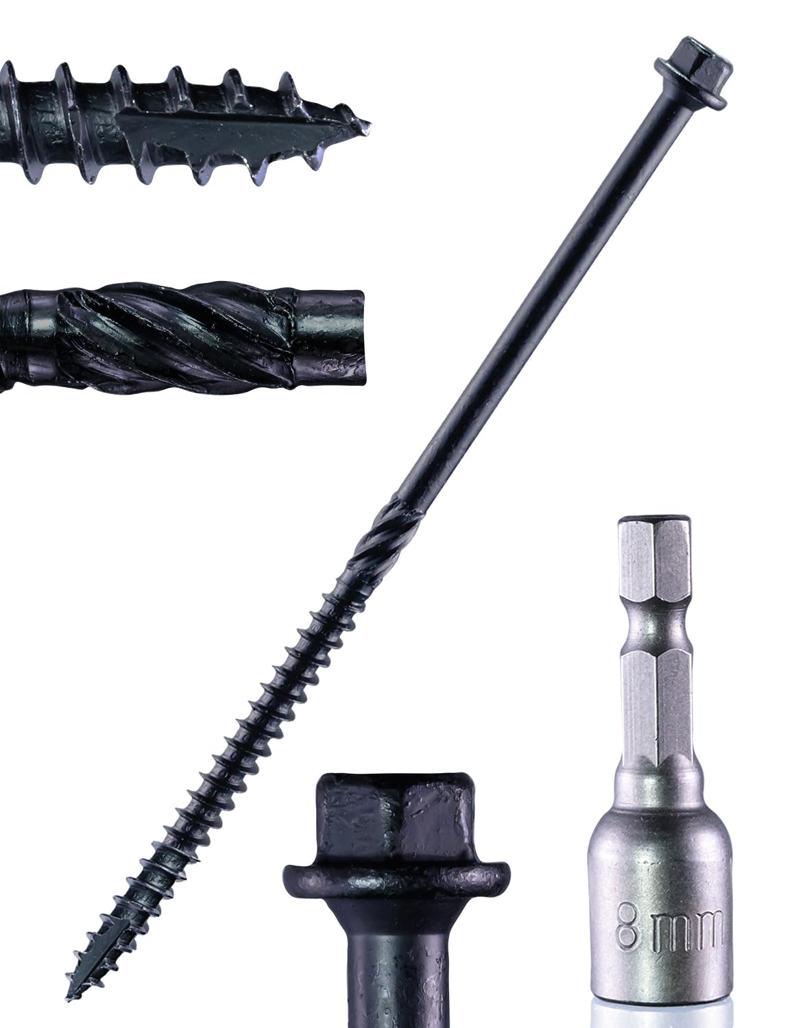 Structural Lag Screws 8 Inch Heavy Duty Black Timber Screws