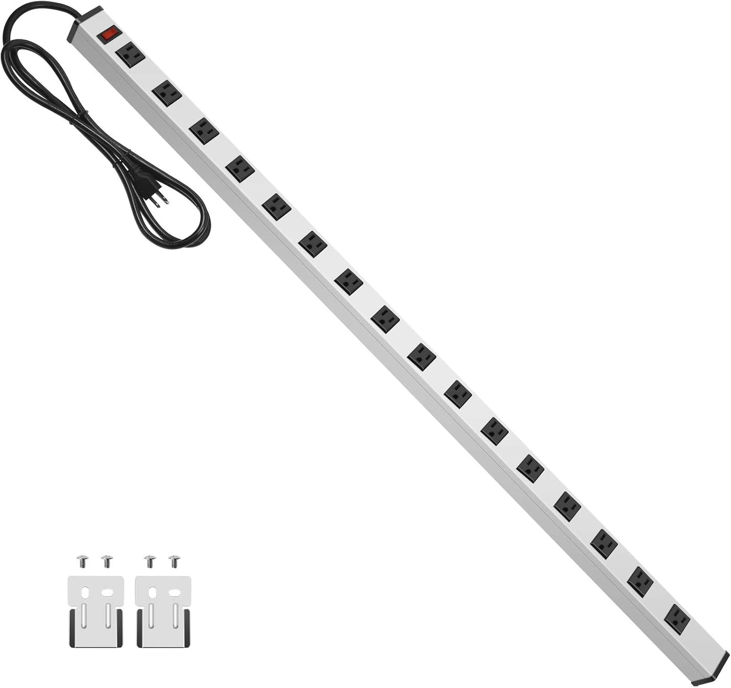 JUNNUJ Long Metal 16 Outlet Power Strip for Garage Use