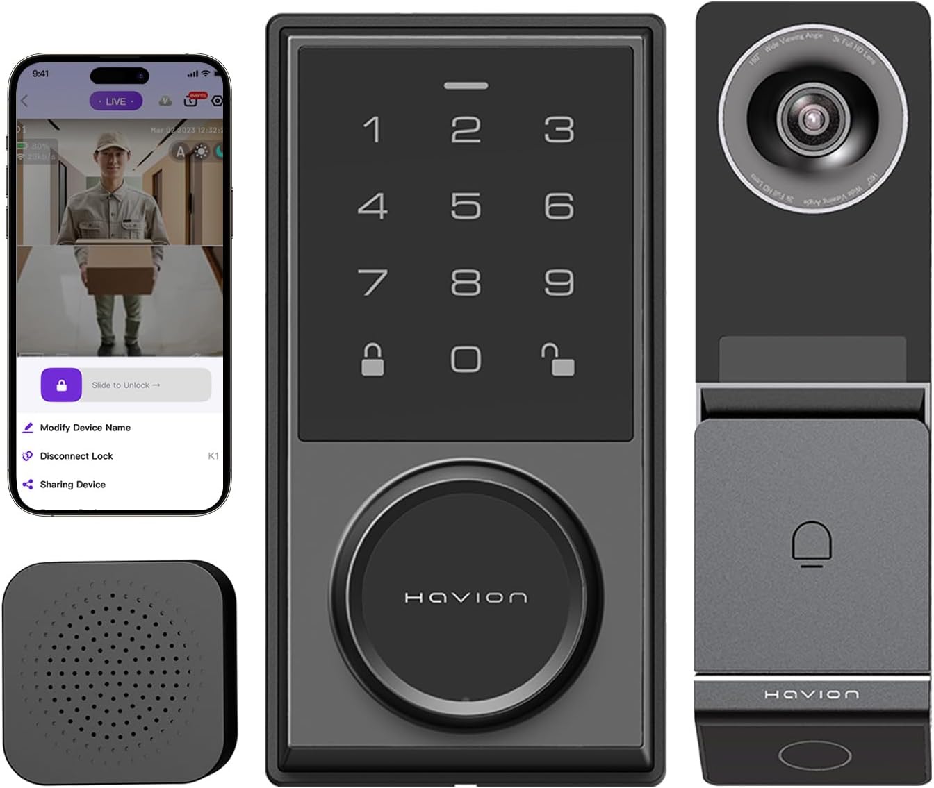 Havion Smart Lock Doorbell Set: Dual-Camera Security & Keyless Entry