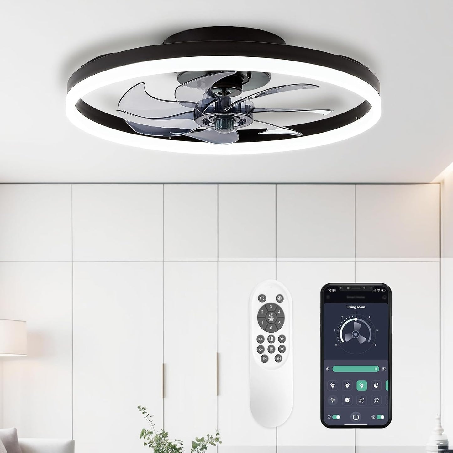 Modern Bladeless Ceiling Fan with Light for Small Rooms