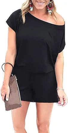 PRETTYGARDEN Women's Summer Casual Off Shoulder Rompers with Pockets