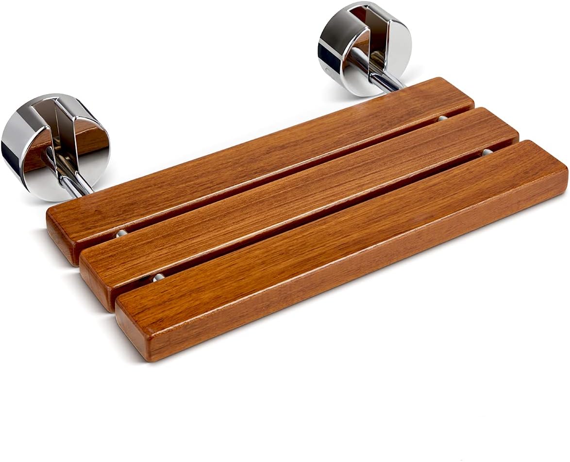 OasisSpace Teak Shower Bench: 400 lbs Capacity