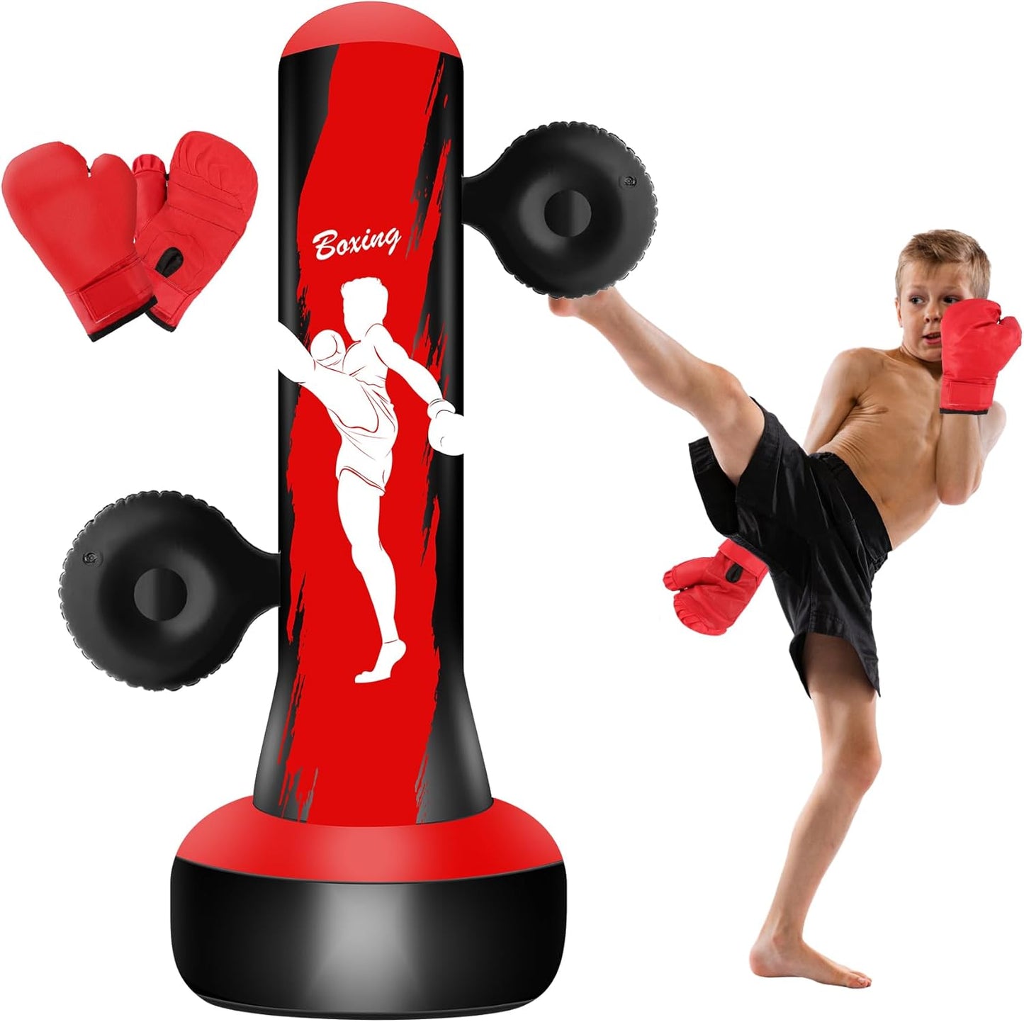Kids Inflatable Boxing Set with Gloves & Pads by Vobab