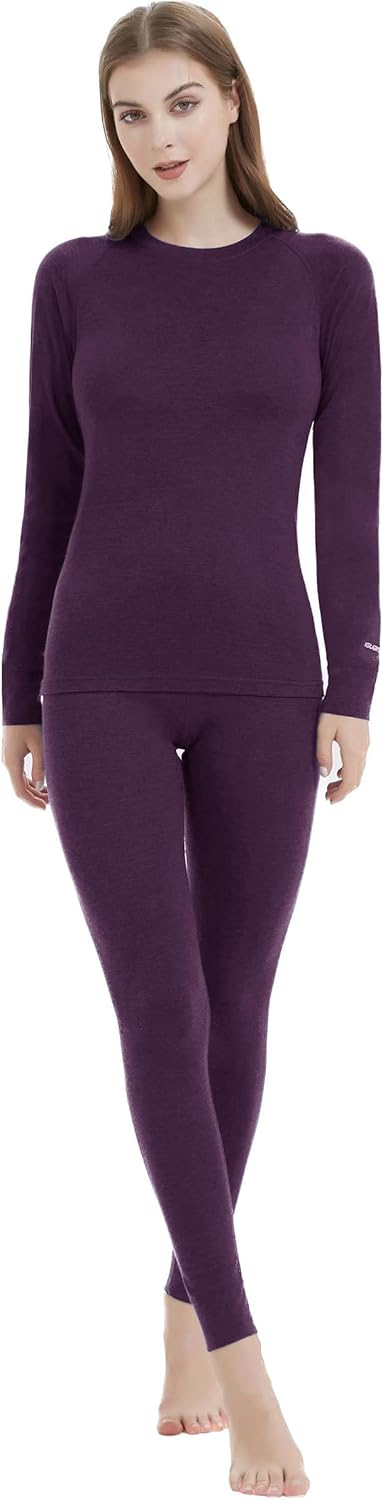 Iguana Womens 100% Merino Wool Base Layer Sets for Skiing