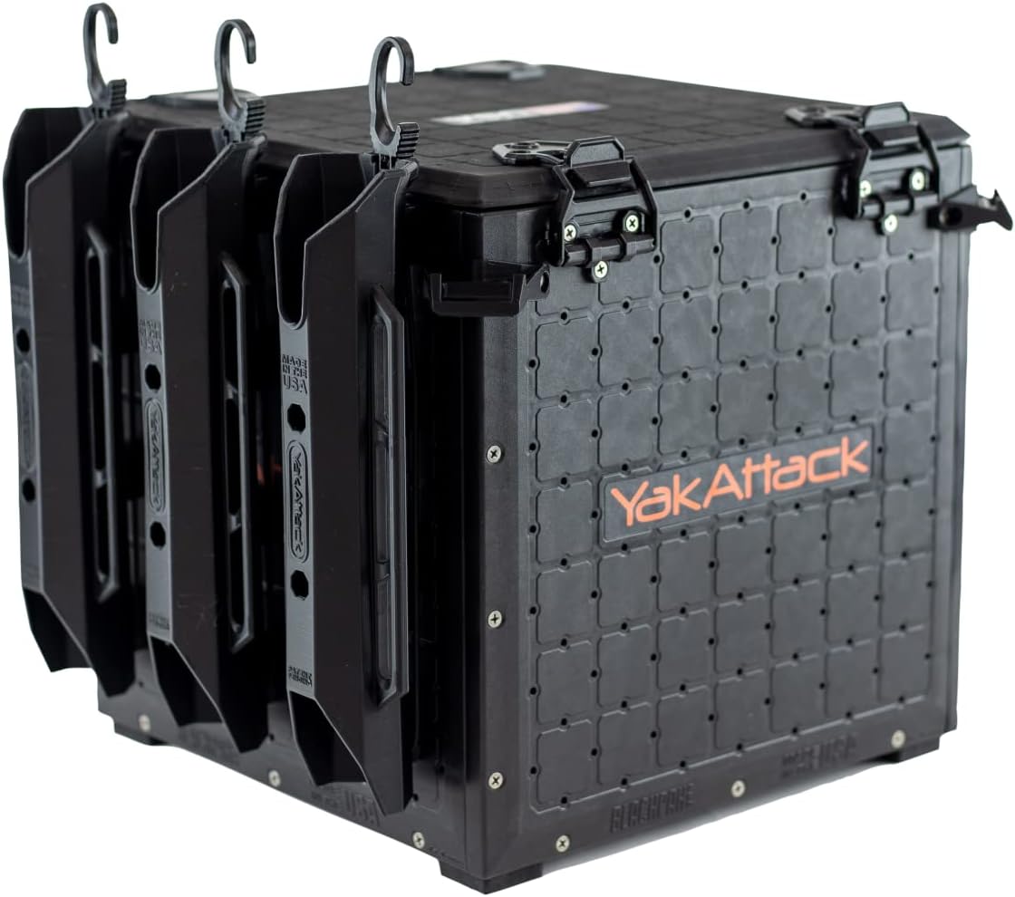 YakAttack BlackPak Pro Fishing Crate with Rod Holders for Kayaks