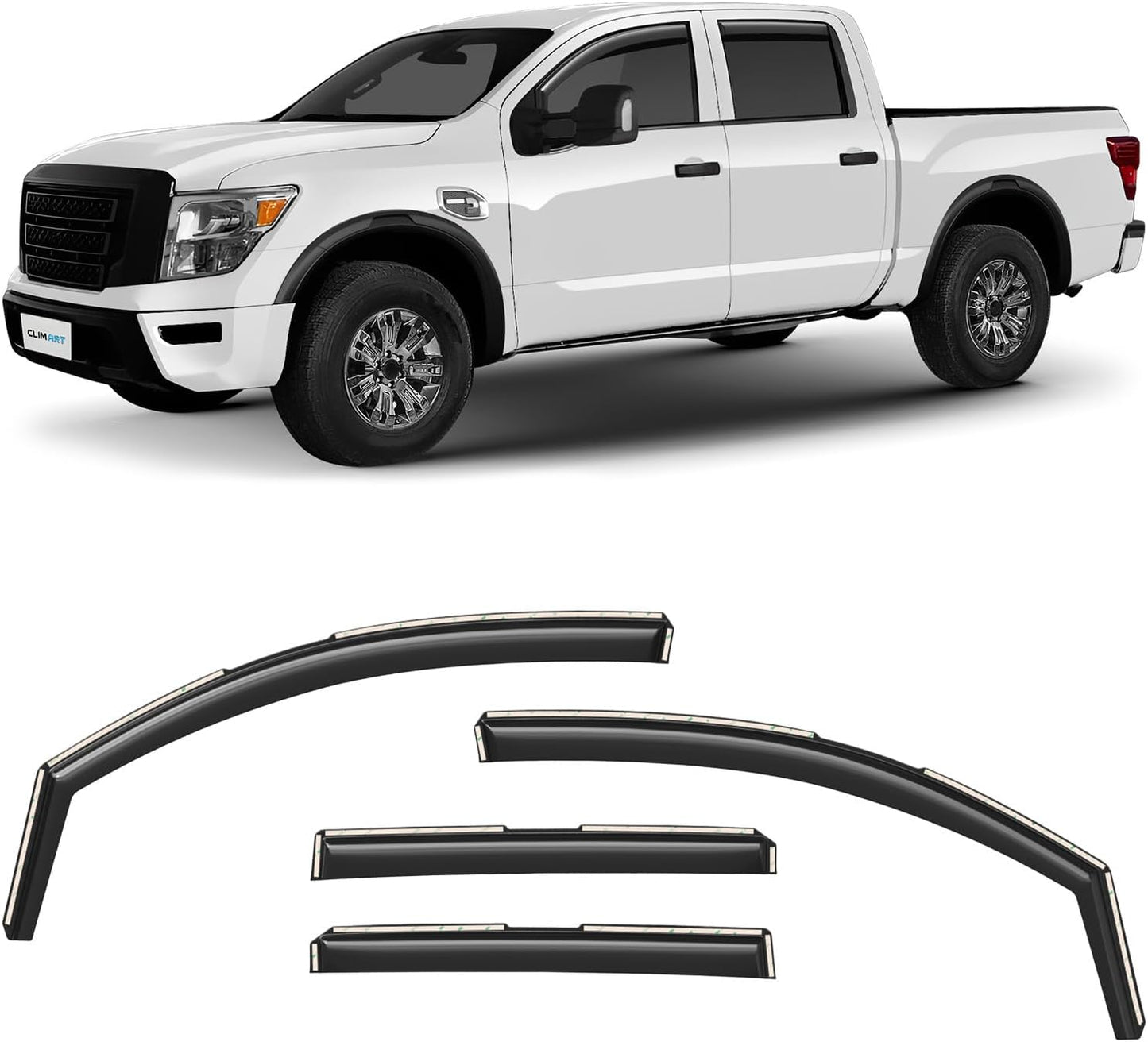 In-Channel Rain Guards for Nissan Titan XD 2016-2025 Crew Cab