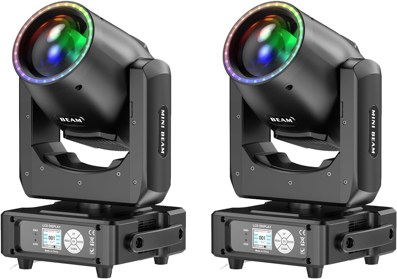 2-Pack 230W 7R Beam Moving Head DJ Light with 14 Gobos & Colors