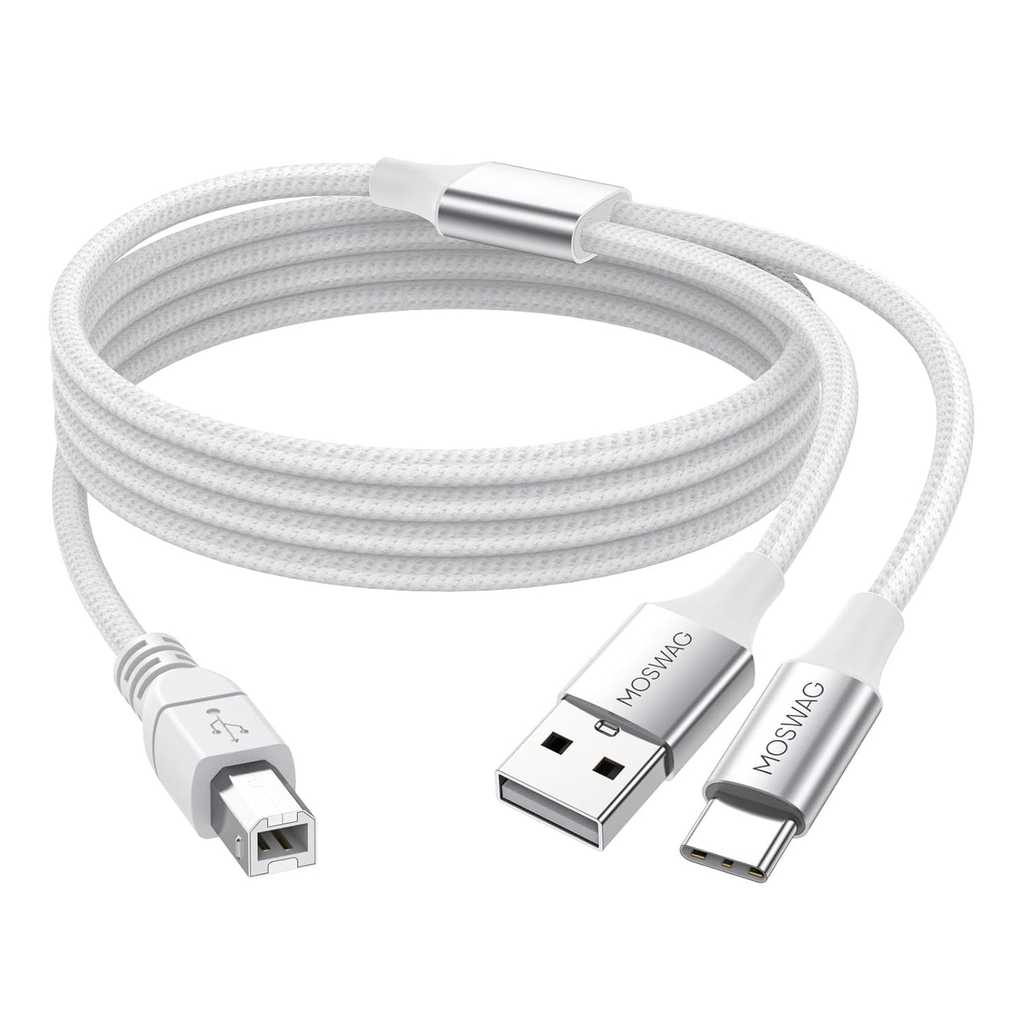 Fast Printing & Music Connection with MOSWAG 2in1 USB Cable