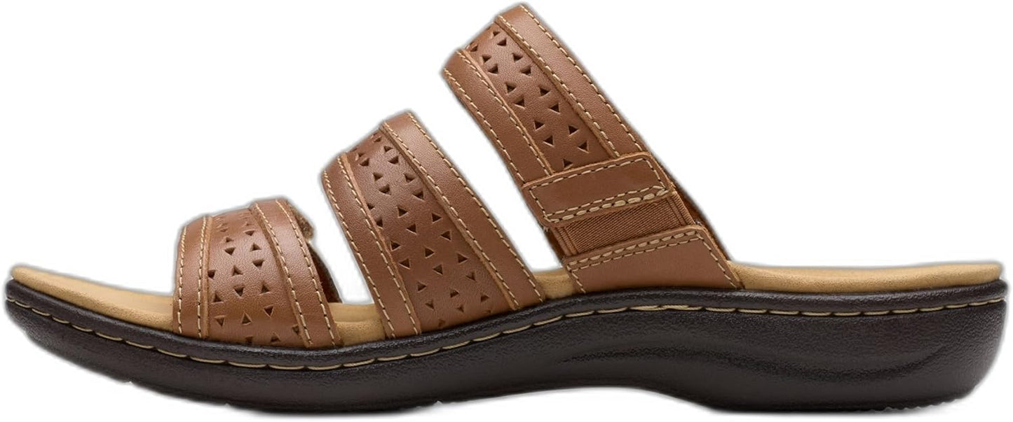 Clarks Women's Casual Sandal: Premium Tan Leather Comfort Footwear