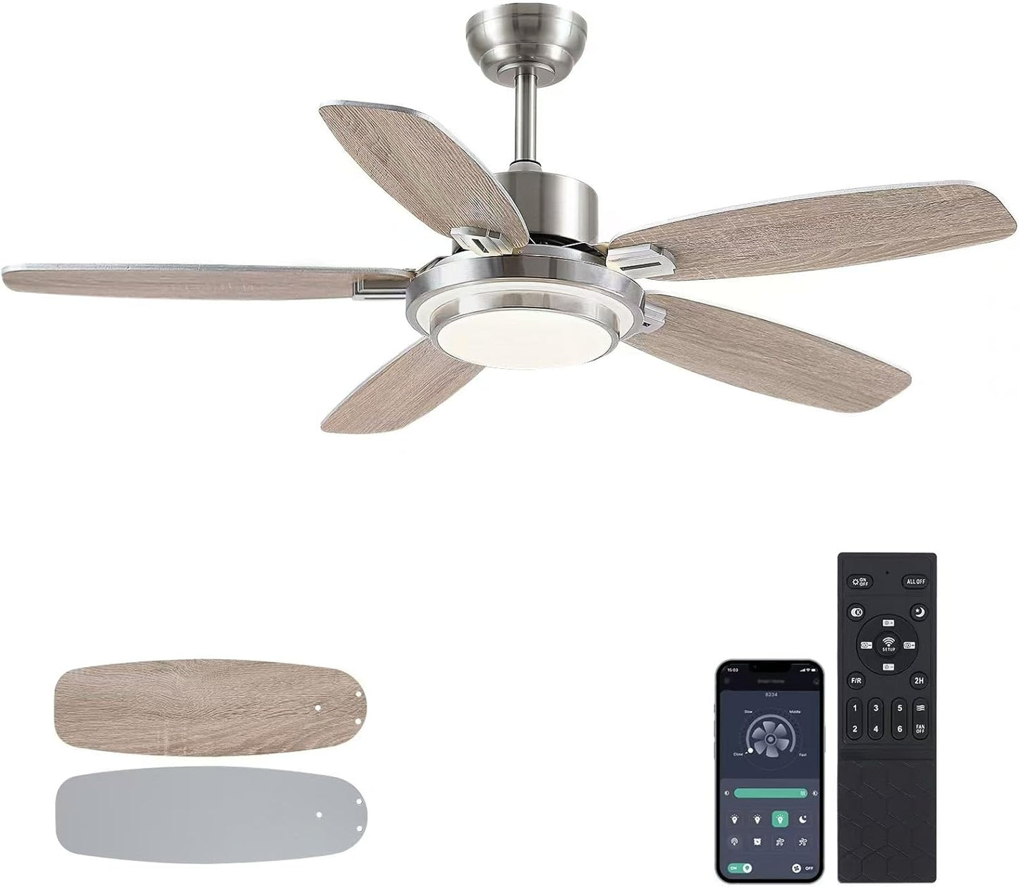 50in Brushed Nickel Ceiling Fan with Light - Modern Elegance