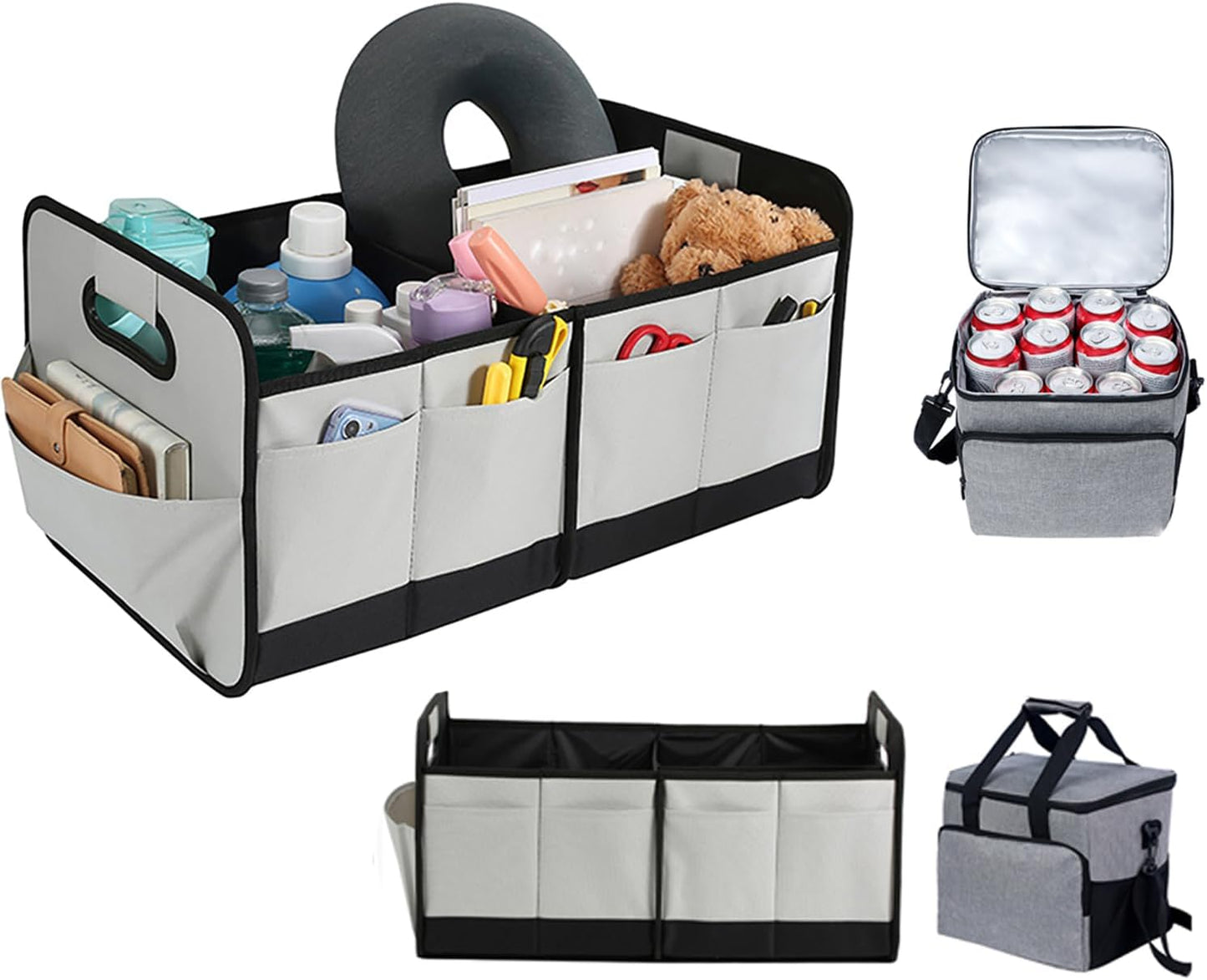 Collapsible Car Trunk Organizer with Cooler Bag - Keep Your Trip Essentials Cool!