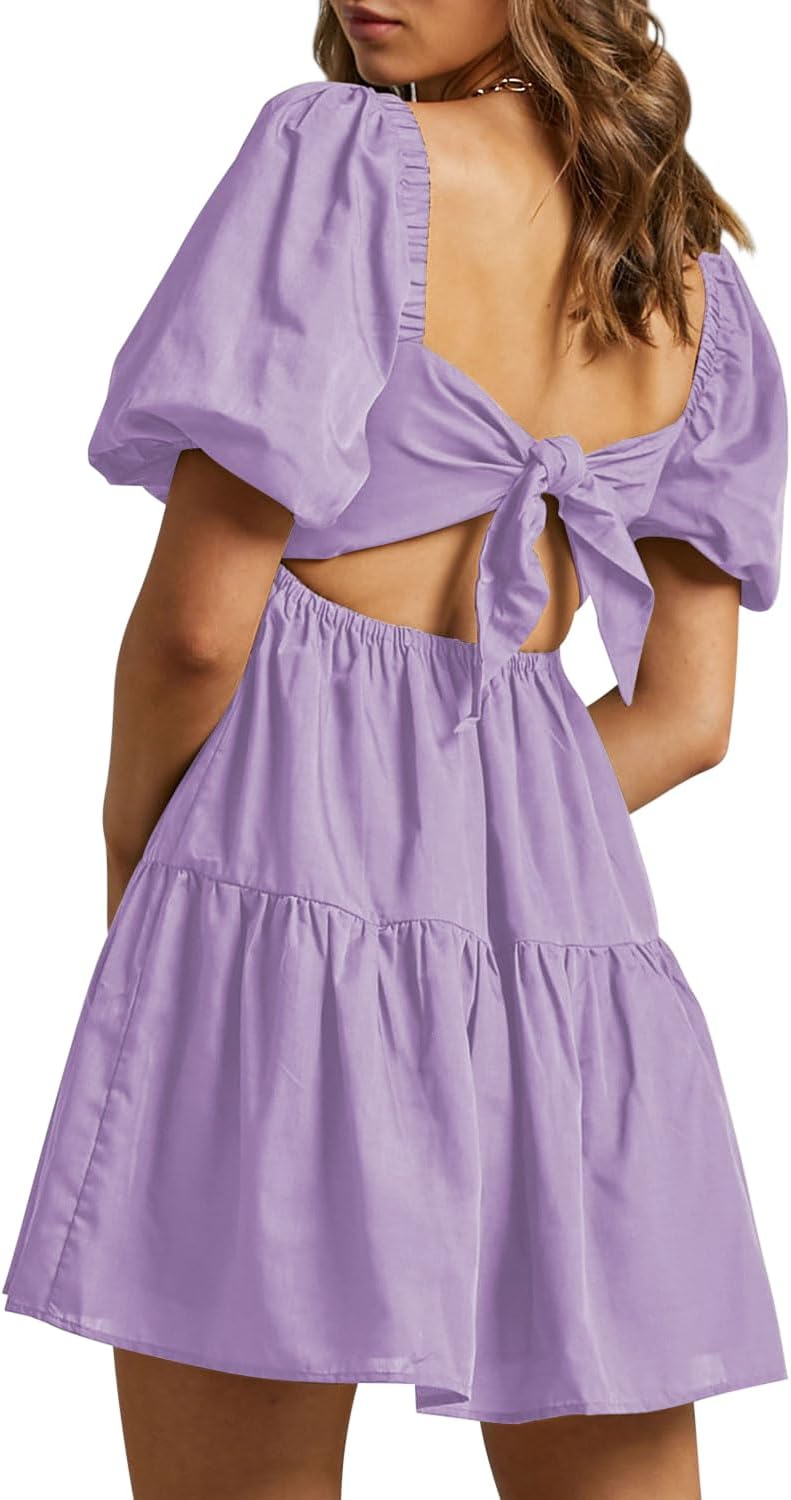 OWNGIGI Women's Summer Dress Square Neck A-Line Mini Style