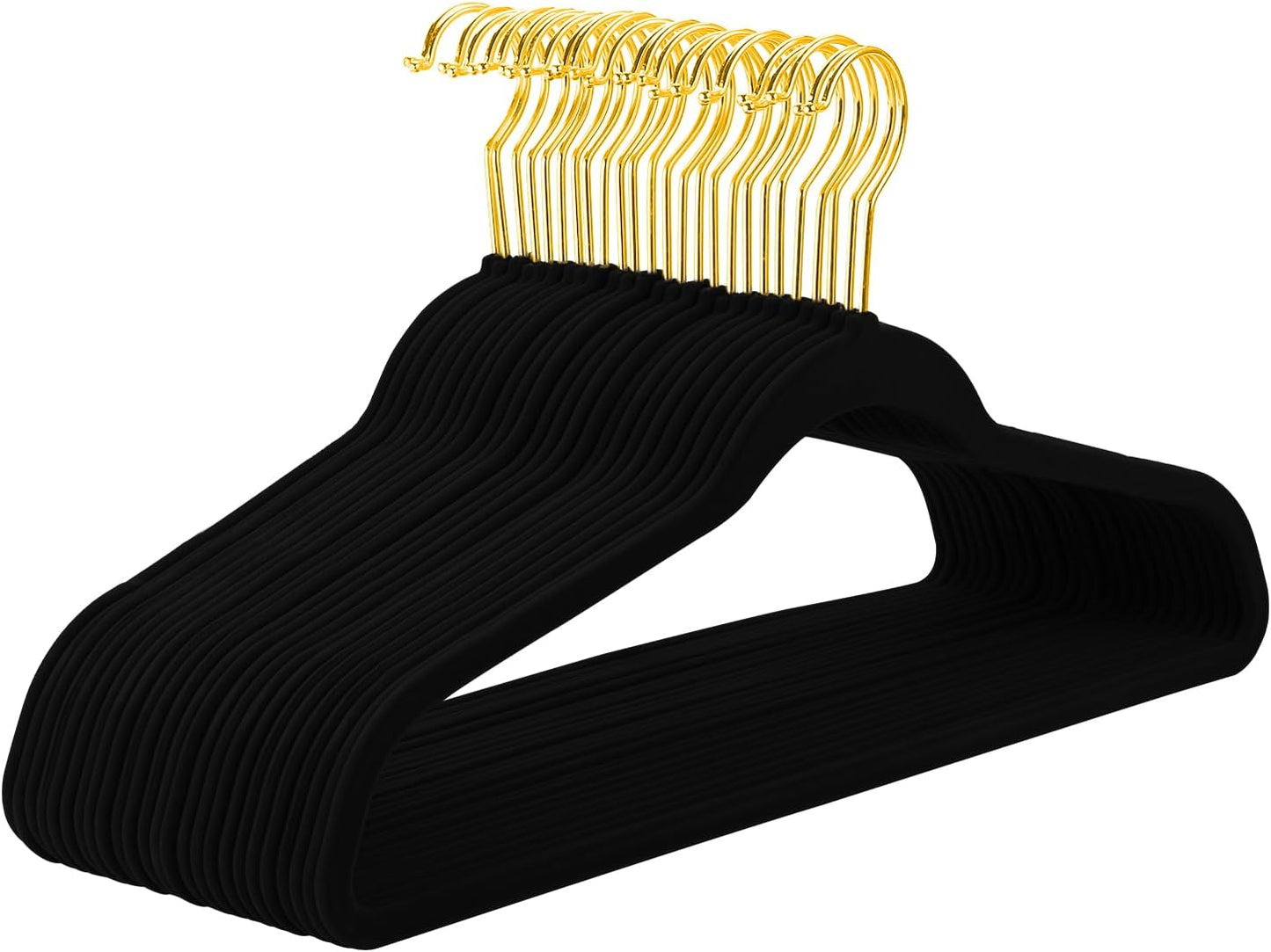 MIZGI Black Velvet Hangers 60 Pack for Space Saving Closet