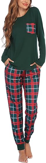 Ekouaer Womens Pajama Set Soft Pjs Lounge Sets with Pockets