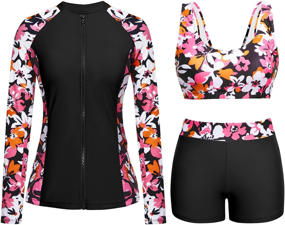 Holipick Long Sleeve Swimsuits for Women - 3 Piece Set