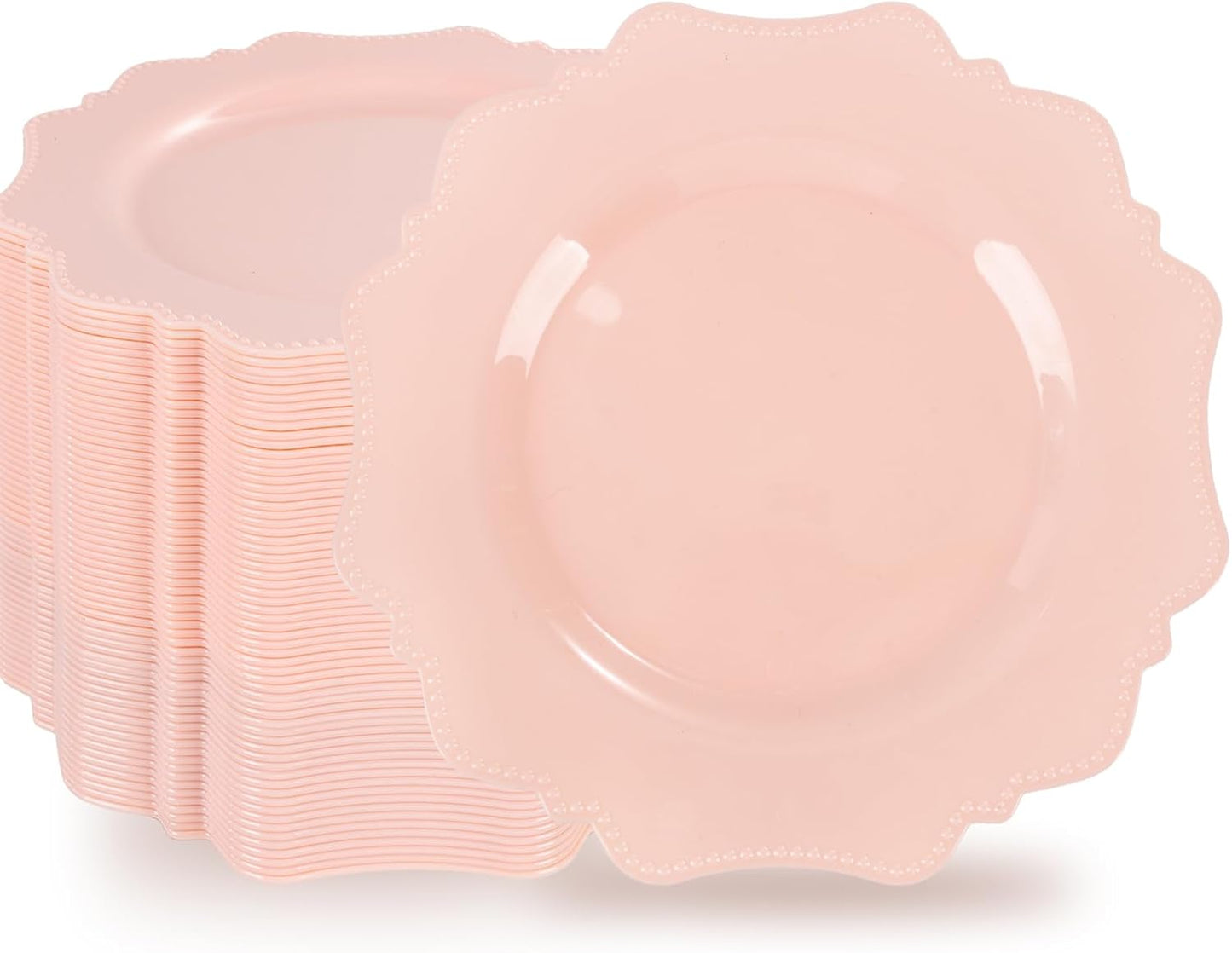 COLOSUS 60pcs Pink Plastic Party Dinner Plates - Perfect for Events
