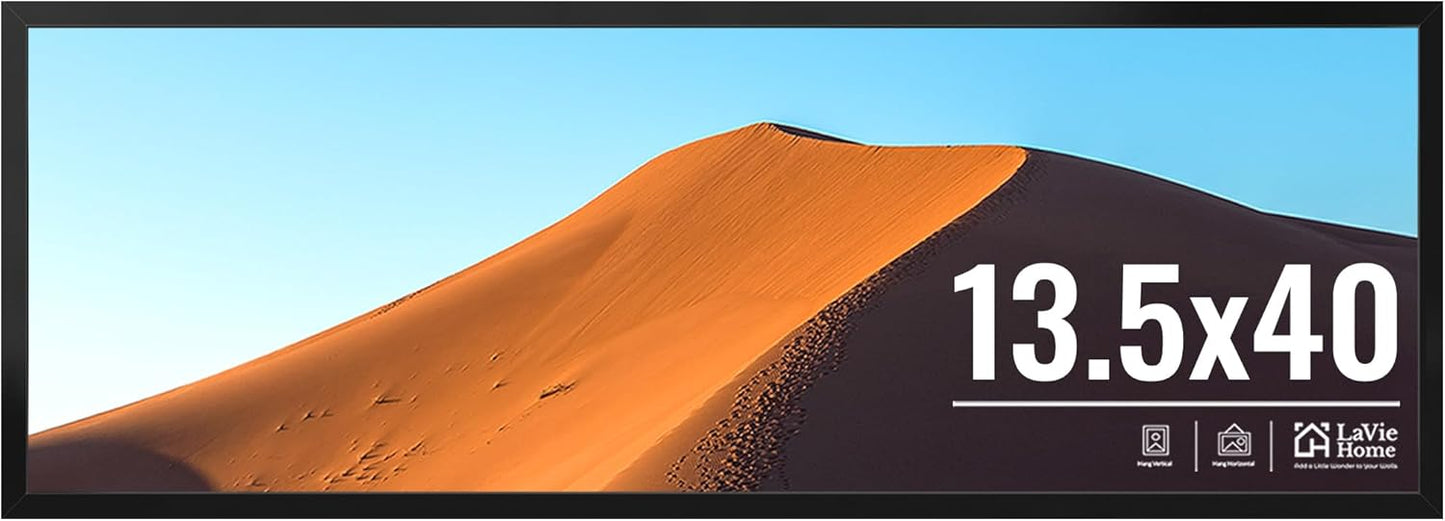 13.5x40 Picture Frame for Wall Display - Classic Black Design