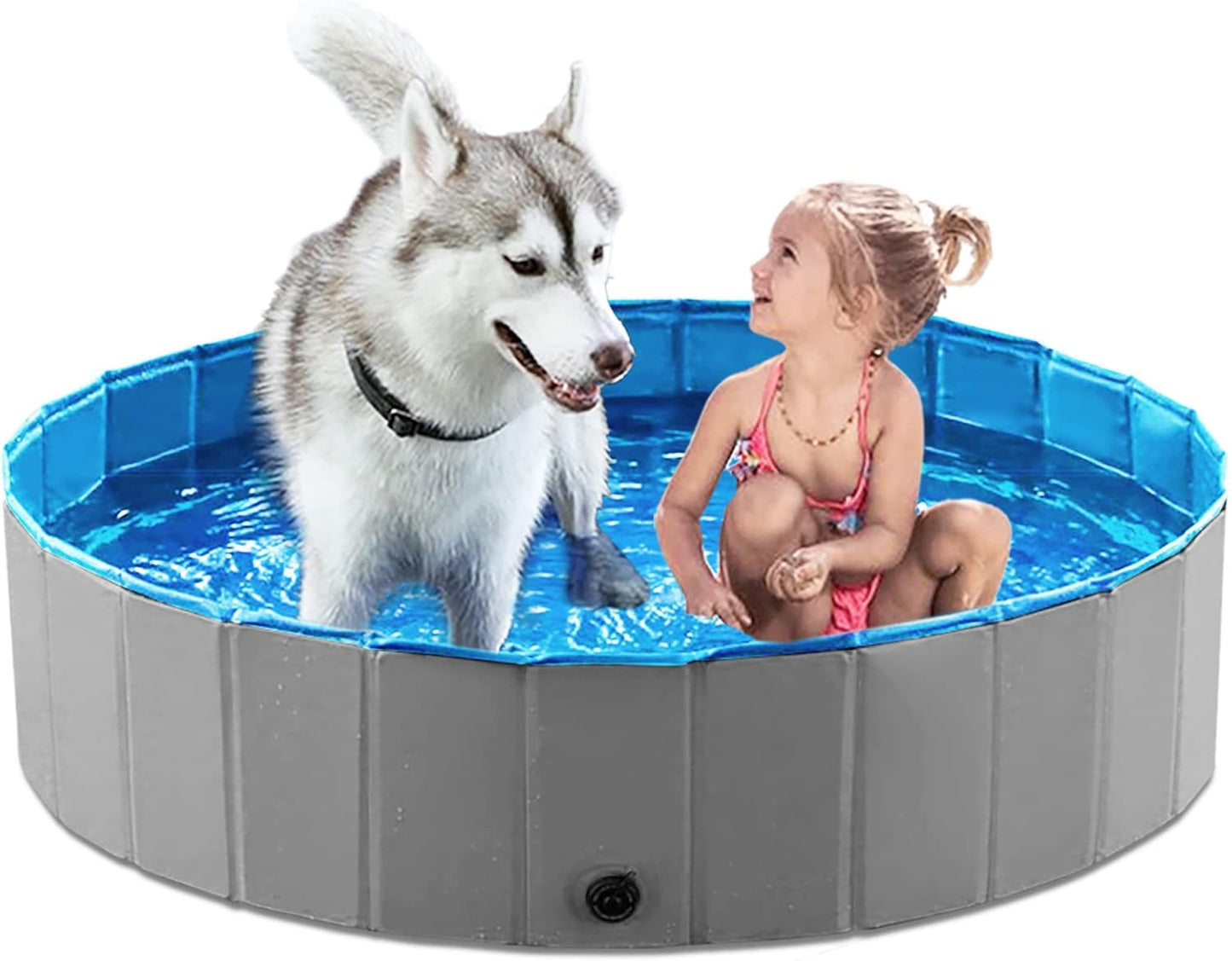 Jasonwell Foldable Dog Bath Pool for Pets and Kids 48 in Grey