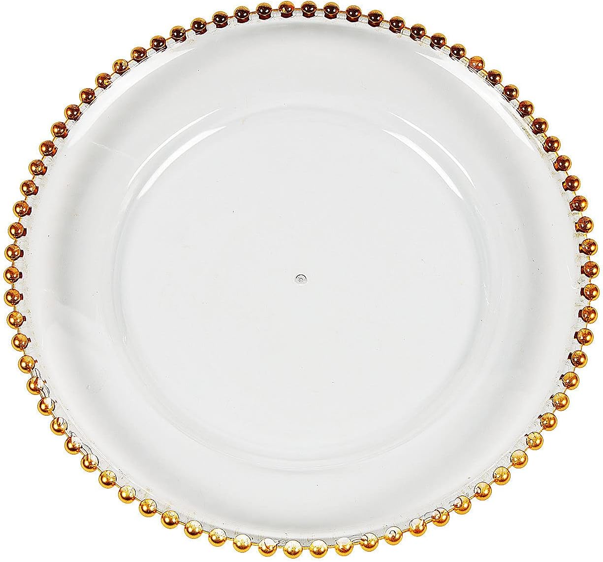 Set of 6 Clear Chargers with Gold Beaded Trim for Chic Dining