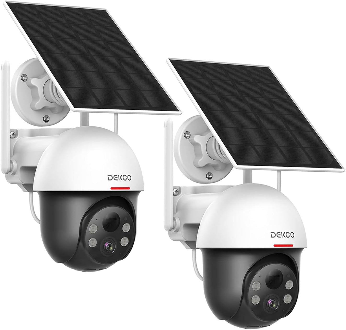 DEKCO 2-Pack Solar Powered Security Cameras: True 2K Resolution, Color Night Vision
