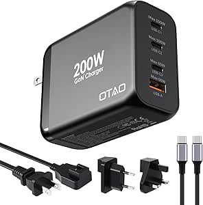 200W USB C Foldable Wall Charger for Fast Charging Devices