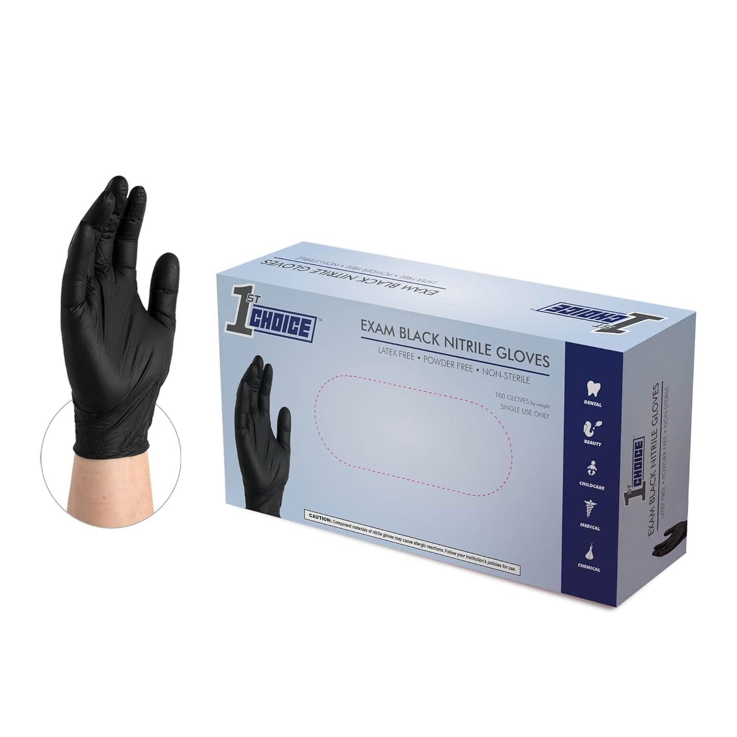 1st Choice Black Nitrile Gloves - Latex-Free for Cooking