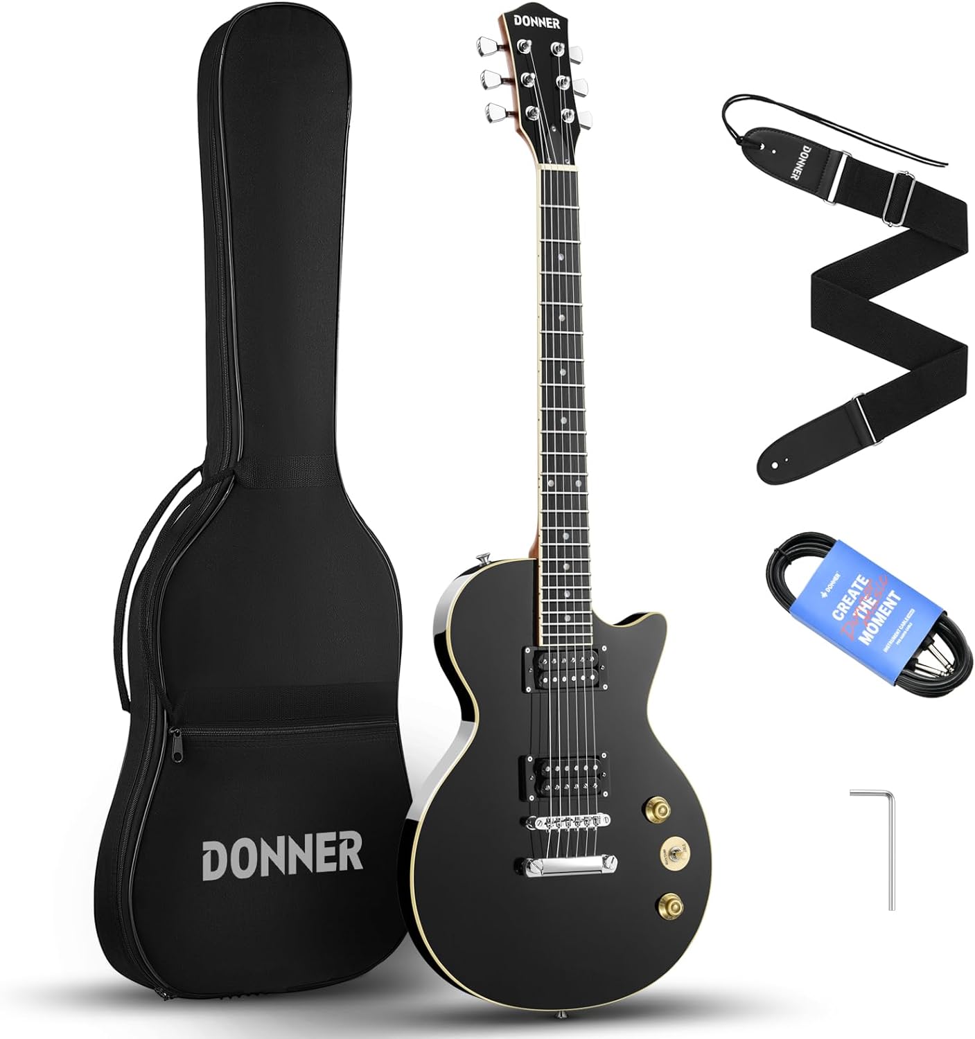 Beginner Electric Guitar Kit | Donner LP 39 Black