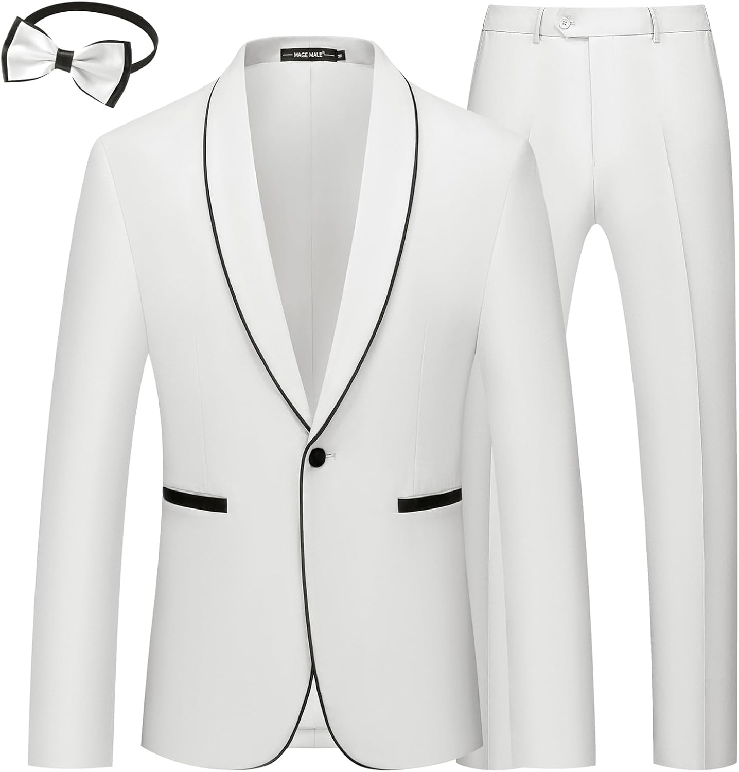MAGE MALE Mens Tuxedo Shawl Lapel Slim Fit Suit Set for Weddings