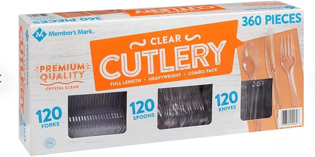 360 Ct Clear Cutlery Combo Pack - Ideal for Home, Office & Picnics!