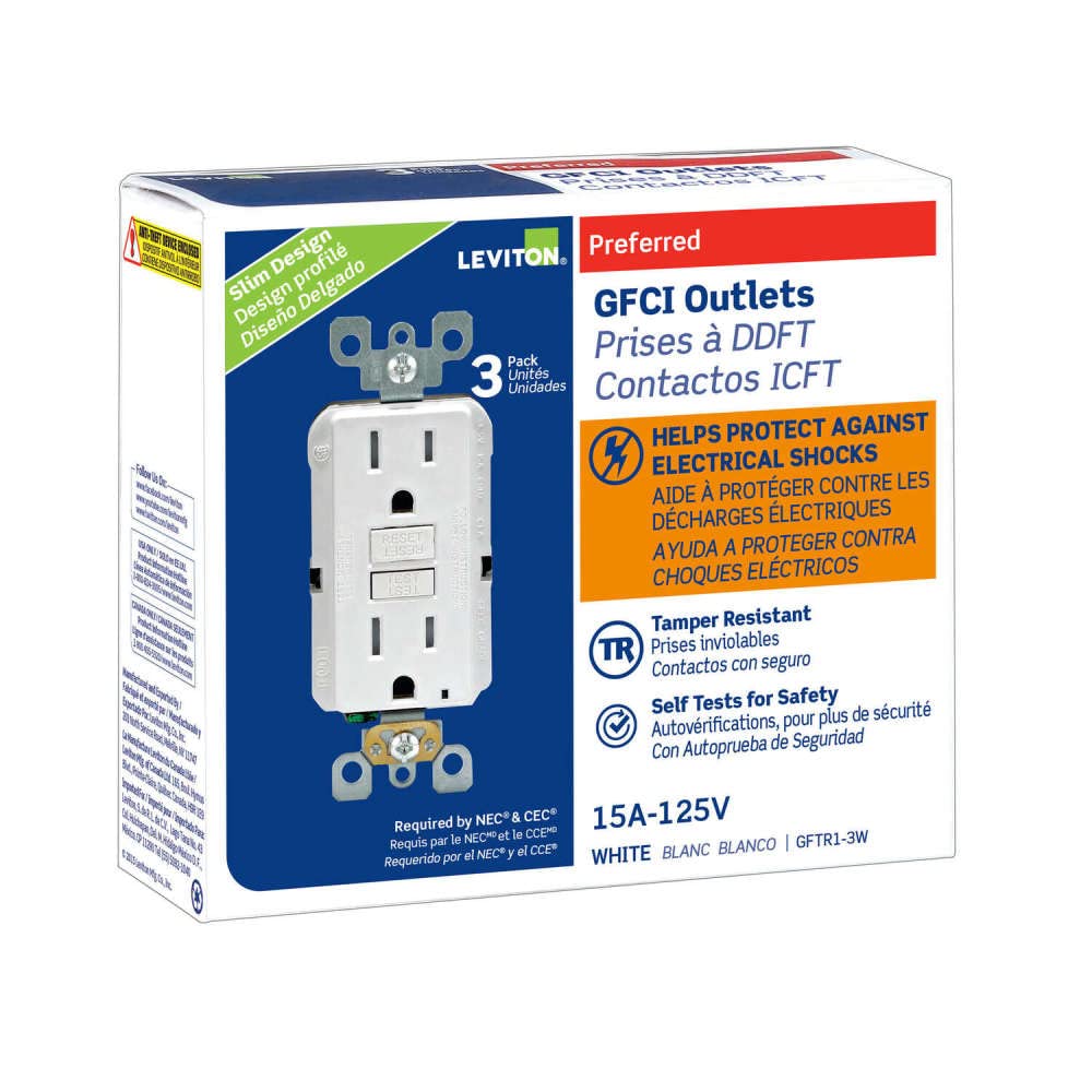 Leviton Smartest Self-Test SmartlockPro GFCI Receptacle 3 Pack