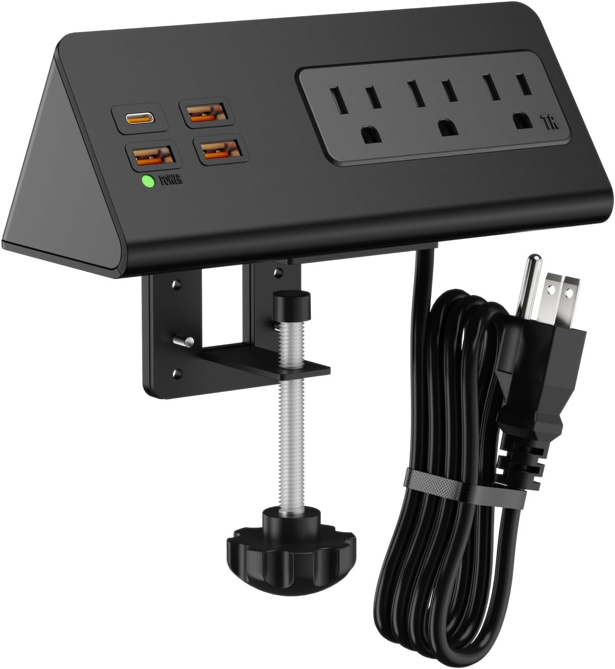 Desk Edge Clamp Mount Power Strips with USB Ports for Charging
