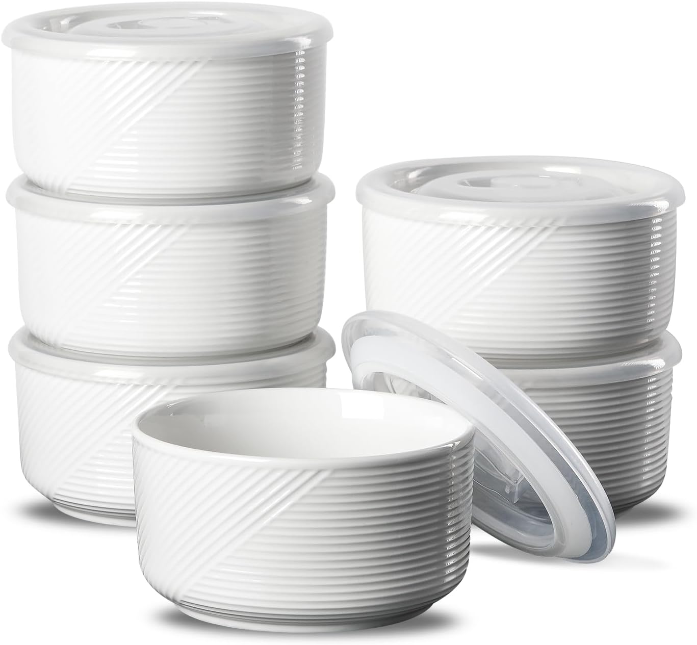 Ceramic Bowls with Lids: 20 oz Microwave Safe Food Storage