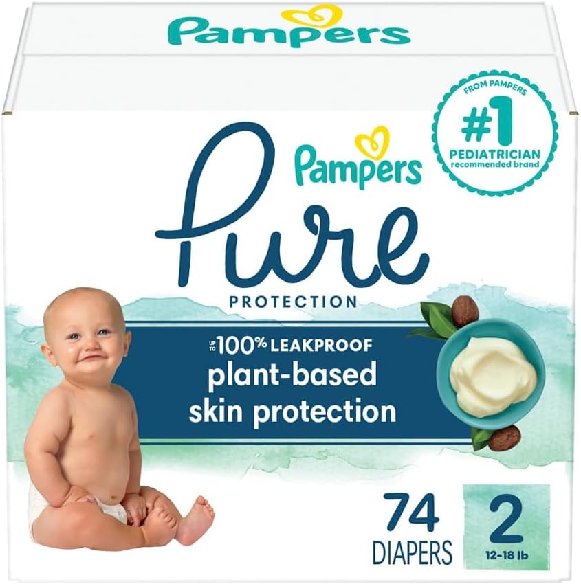 Pampers Pure Protection Diapers - Size 2, 74 Count - 100% Leakproof!