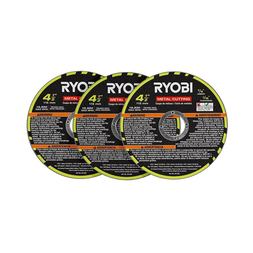 RYOBI 3PC 4-1/2 Metal Cutting Wheel Set - Precision Grinding Trio!