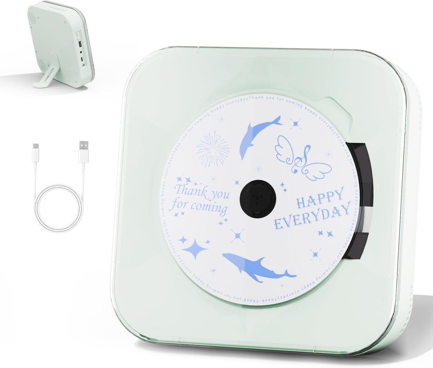 Light Green Audio CD Player with Speakers for Home Decor
