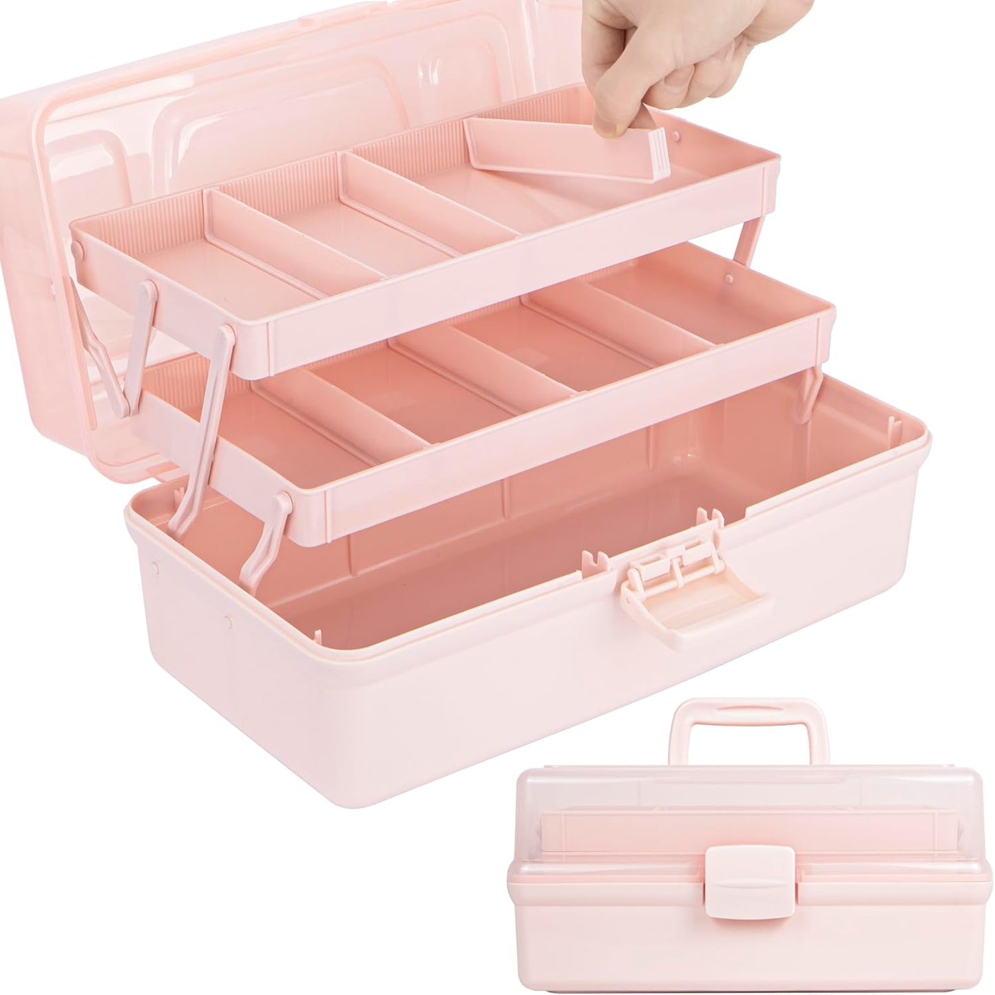 14in 3-Layer Craft Organizer with Adjustable Dividers for Storage