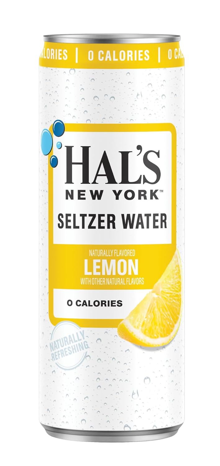 Hals New York Seltzer Water Lemon Sparkling Water Pack of 24