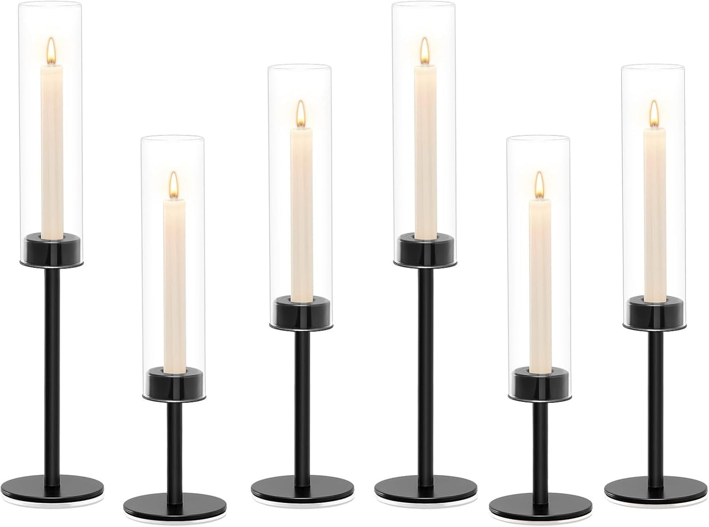 Black Hurricane Candle Holders Set of 6 for Elegant Decor
