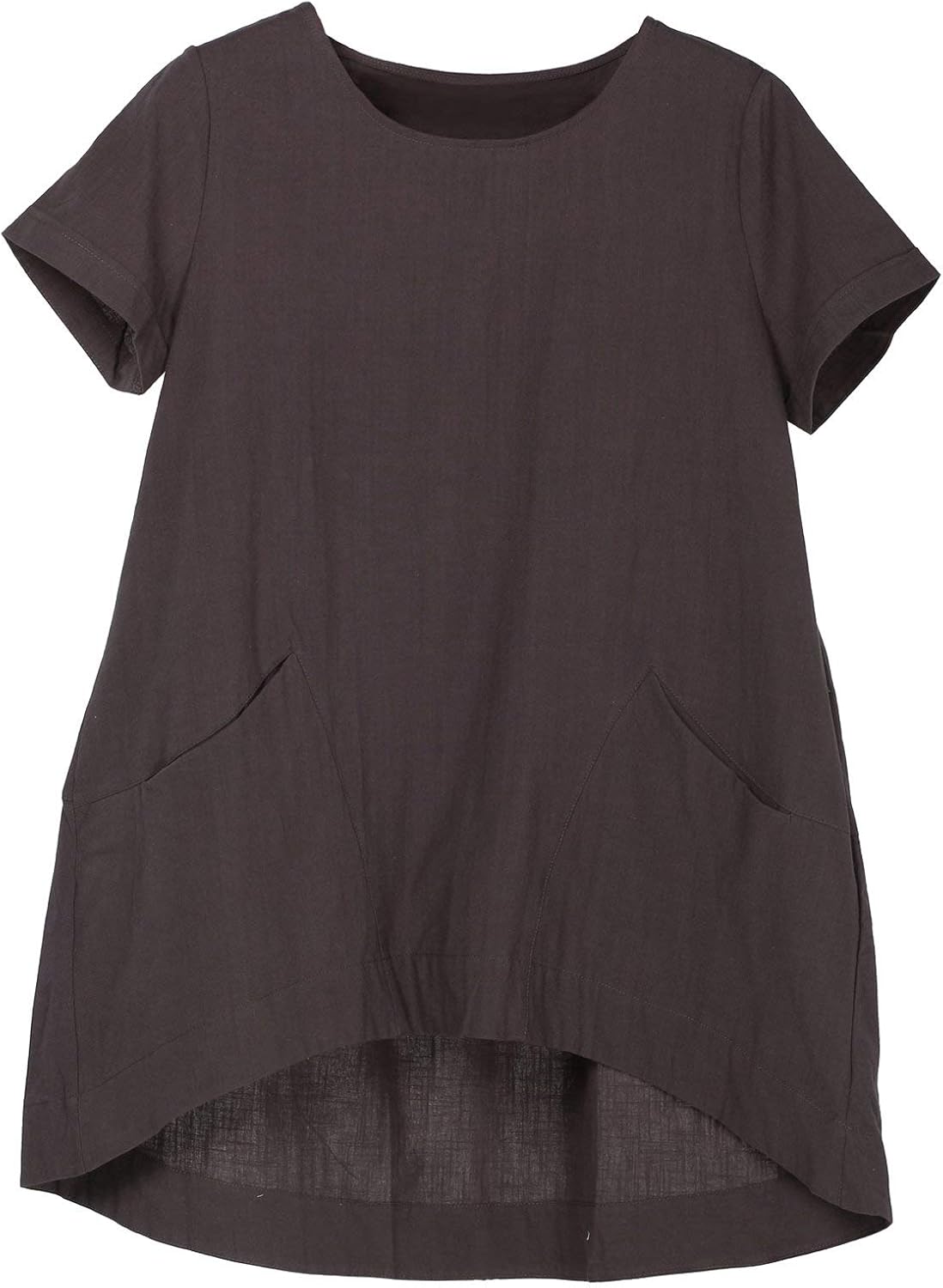 Minibee Women's Cotton Linen Short Sleeve Tunic for Casual Style