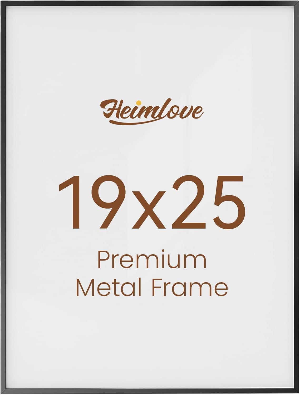 19x25 Metal Picture Frame by Heimlove - Elegant Black Decor