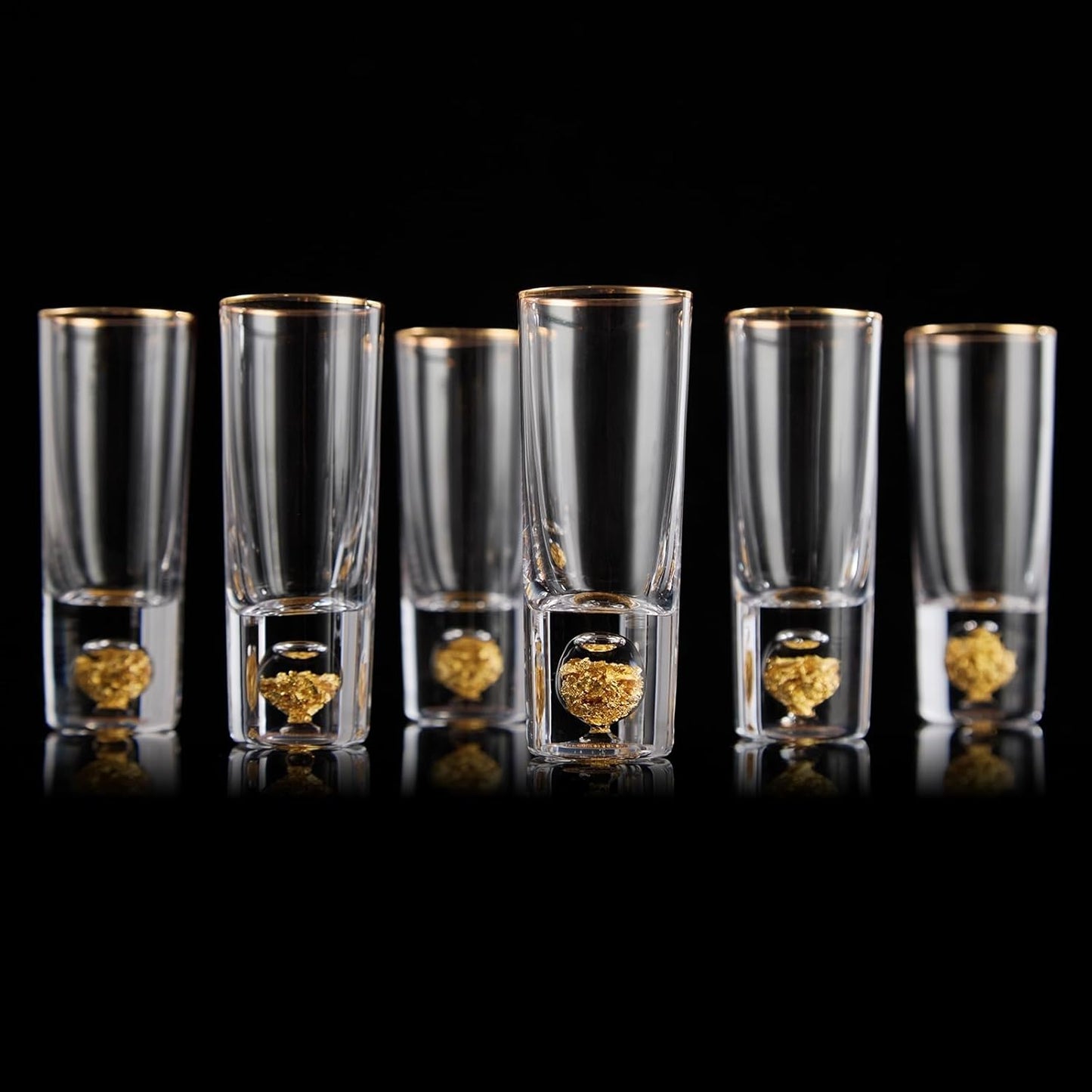 DUJUST Crystal Shot Glasses Set with 24K Gold Leaf Flakes