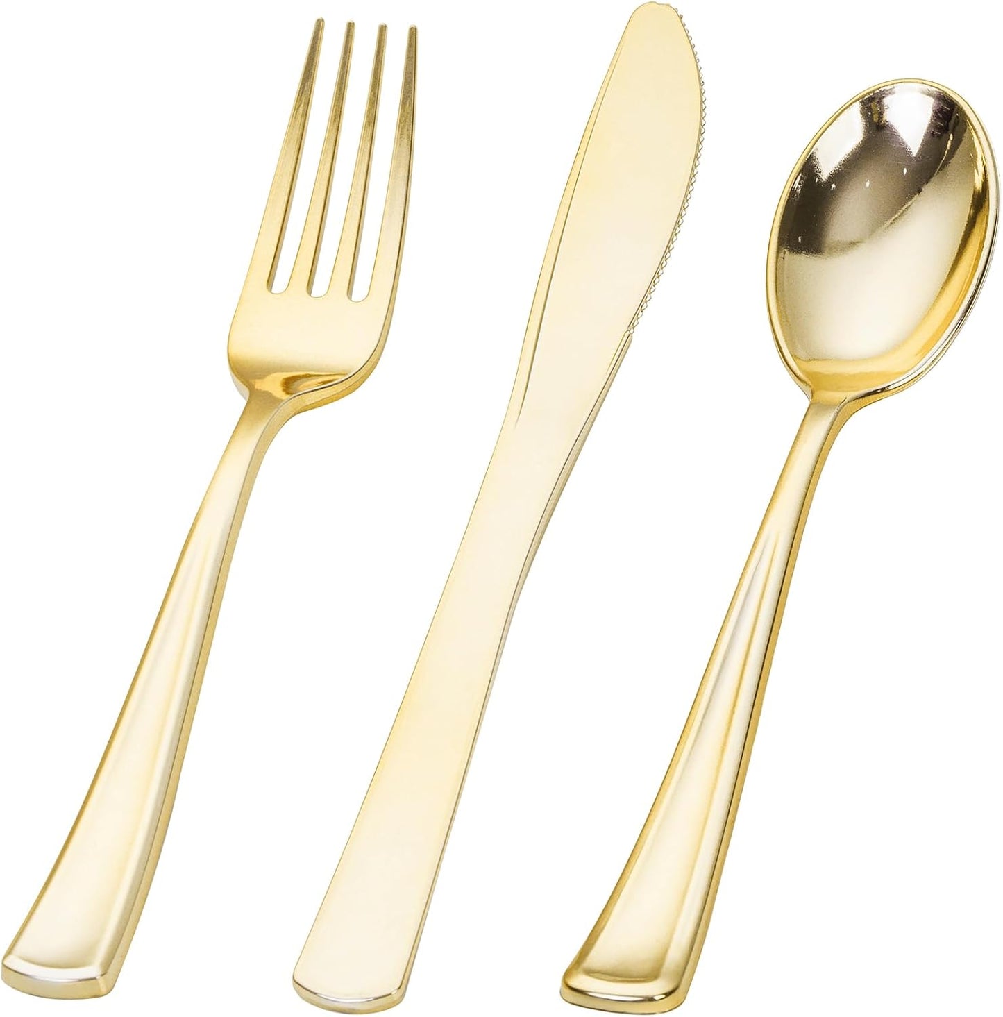 SUT 600PCS Gold Plastic Silverware for Parties and Events