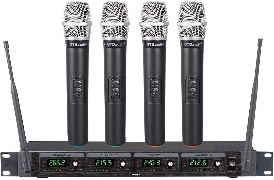 GTD Audio 4 Handheld Wireless Microphone System for Events
