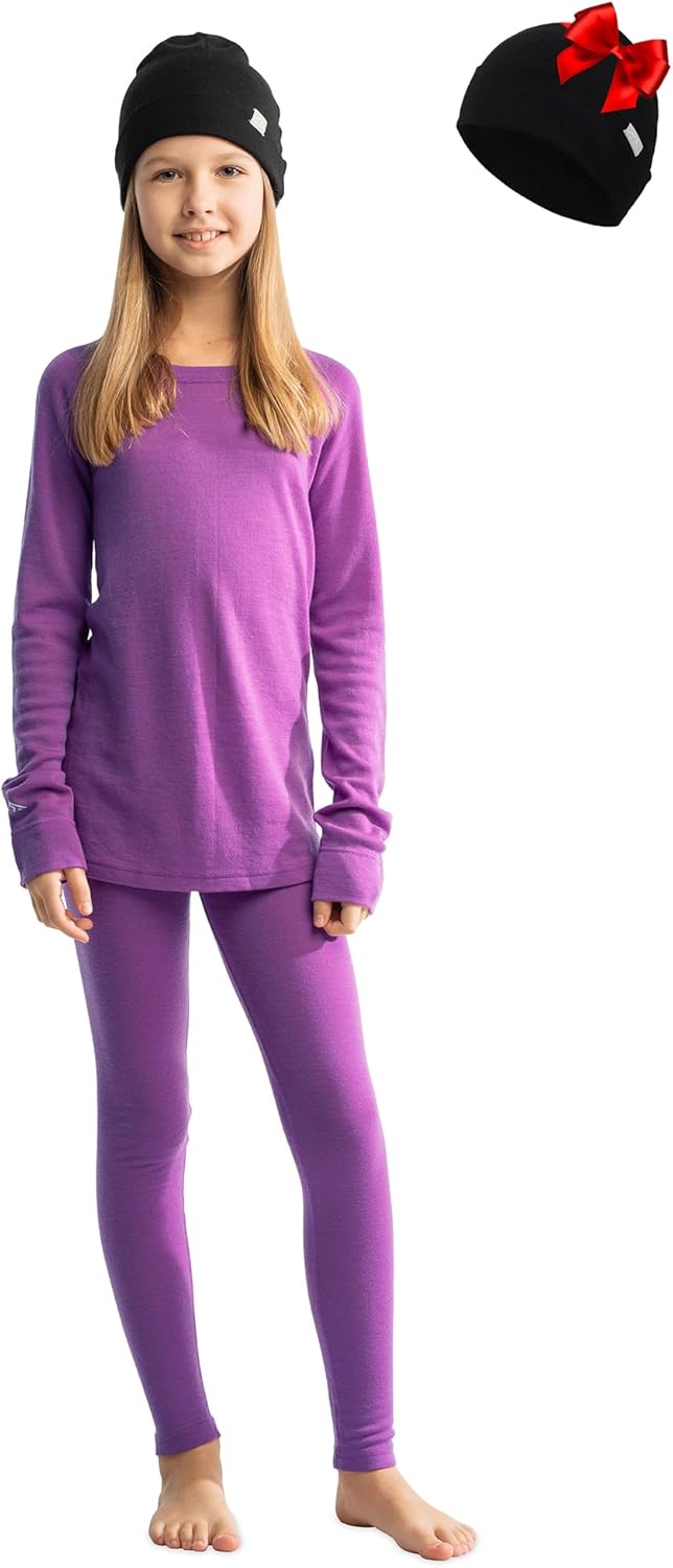 Midweight Merino Wool Base Layer Kids Set for All-Day Comfort