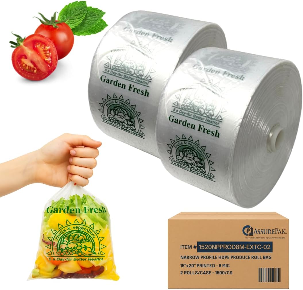 Clear Produce Bags Roll - 1500 Durable 15x20 Bags for Storage