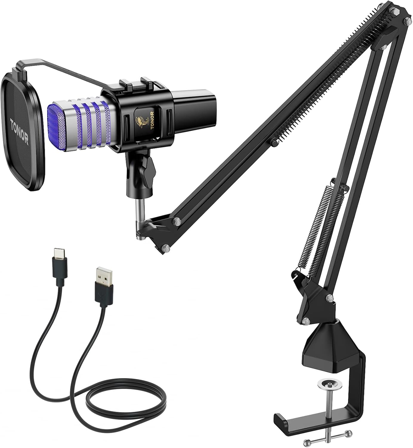 TONOR USB Gaming Microphone with RGB Lights for Streaming