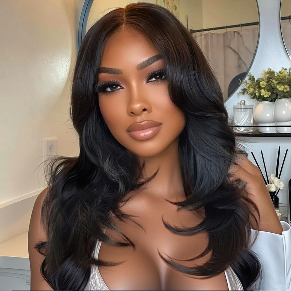 Glueless Wigs Human Hair for Black Women - 16in Loose Body Wave