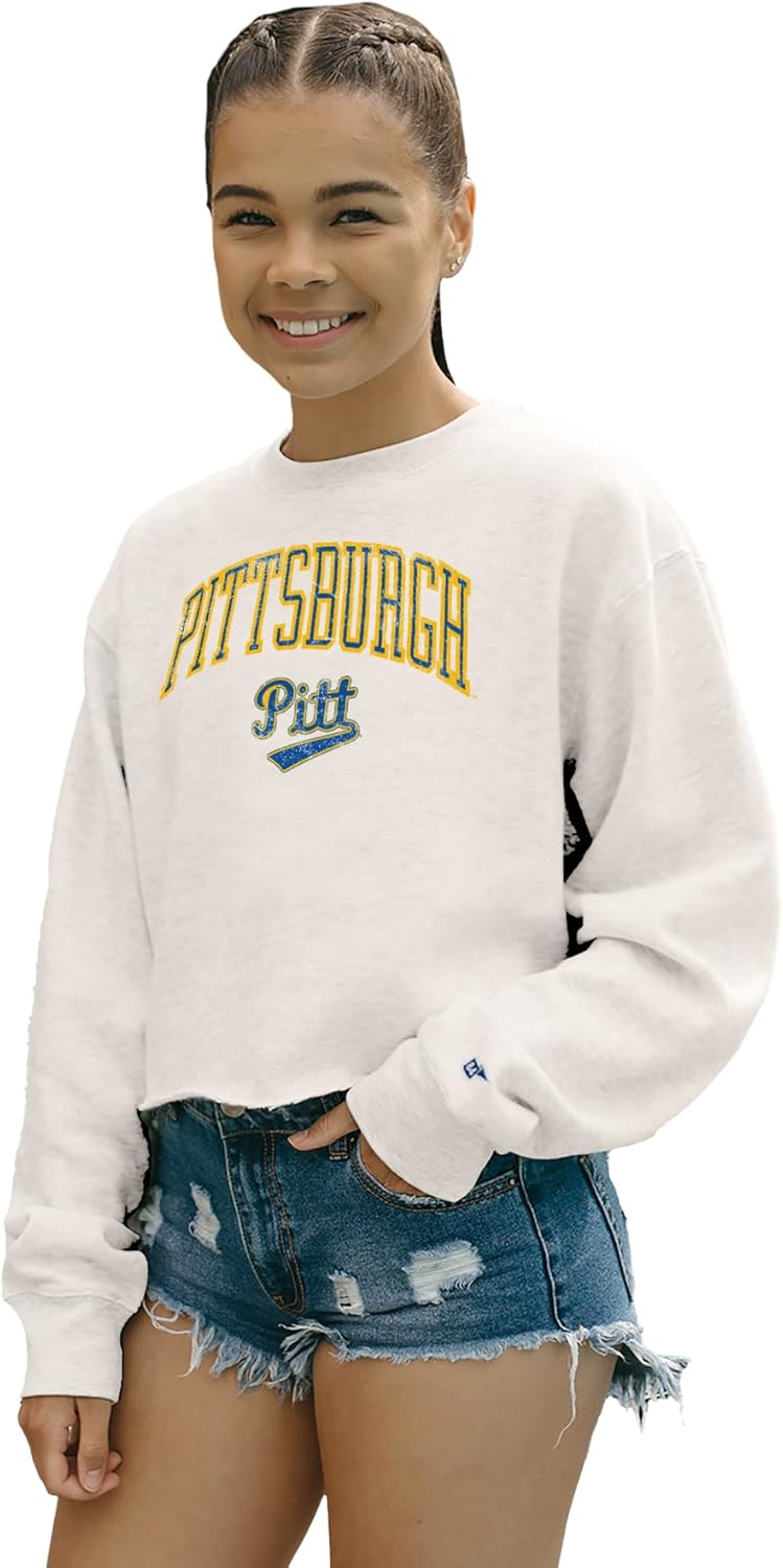 Pittsburgh Panthers Women's Crop Crewneck Sweatshirt Vintage Style