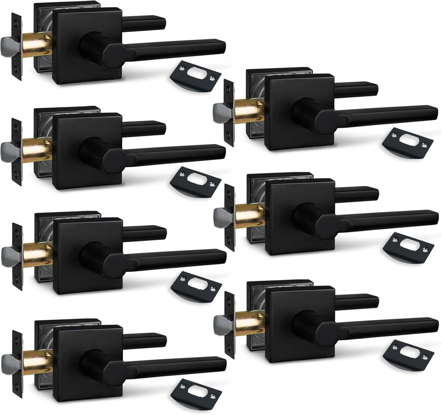 NEWBANG 7Pack Hall/Closet Lever Handle Lock in Aged Matt Black